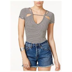 Free People cutout frenchie striped top sz L